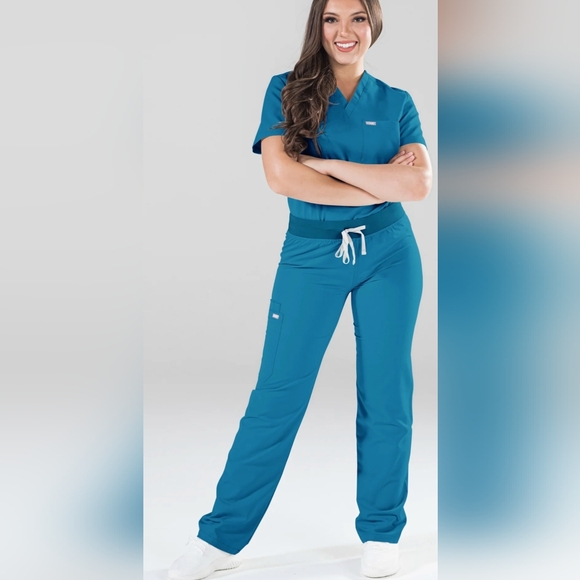 NWT Code NXT Carribean Blue Scrub Pants - Picture 2 of 8